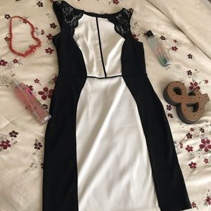 Connected midi dress size 10 black and white lace